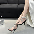 Damen elegante High Heel Sandalen mit funkelnden Strassapplikationen R&B