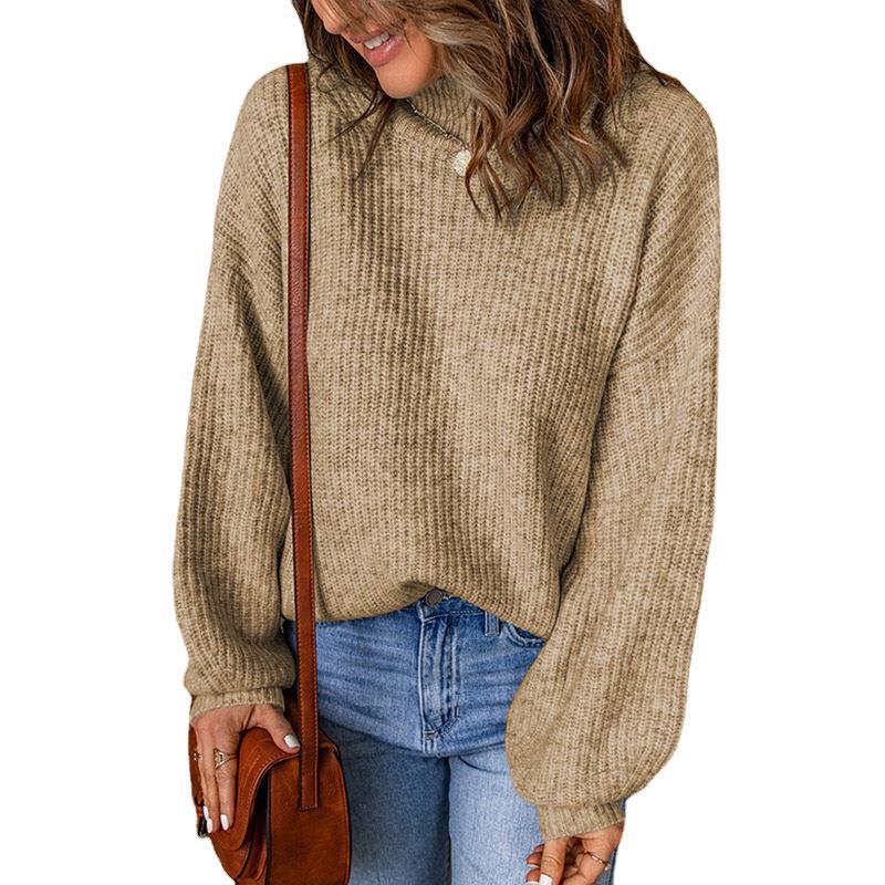 Damen Grobstrickpullover mit lässigem Schnitt und weiten Ärmeln R&B