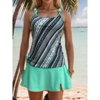 Damen Tankini-Set mit elegantem Wickelrock und dekorativen Riemen R&B