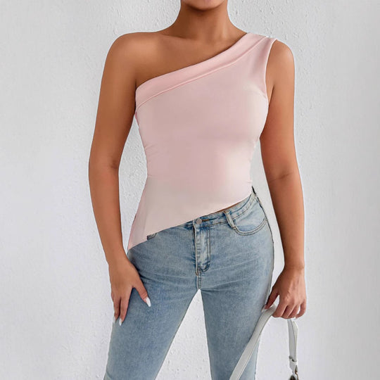 Damen asymmetrisches Top mit schulterfreiem Design und eleganter Drapierung R&B