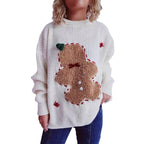 Damen festlicher Pullover mit weihnachtlichem Keksdesign R&B