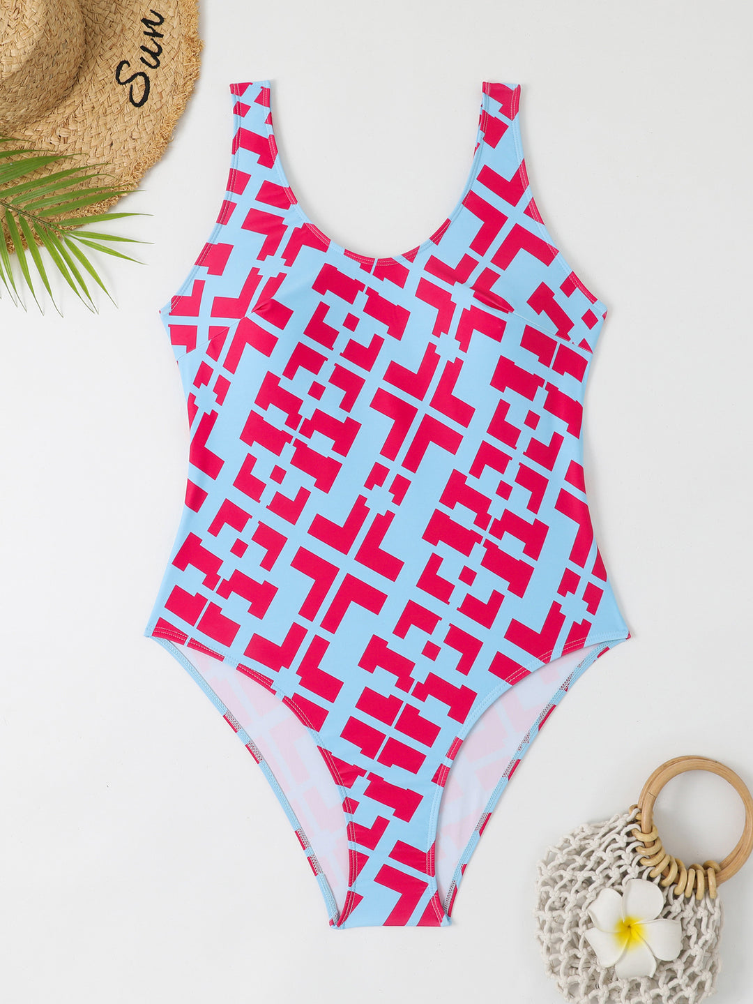 Damen Einteiler Badeanzug mit modernem geometrischen Design R&B