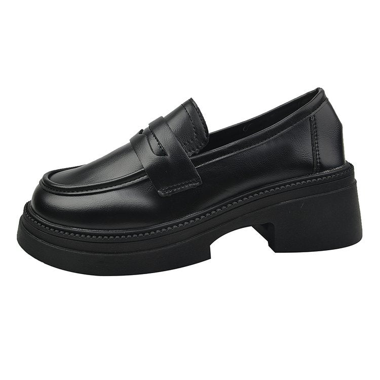 Damen elegante Mokassins mit hohem Blockabsatz R&B
