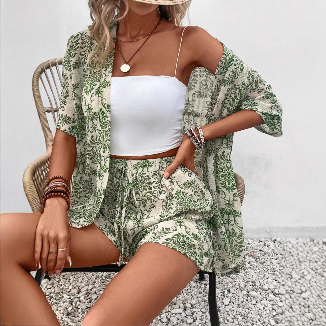 Damen lässiges Sommer-Outfit mit floralem Muster R&B