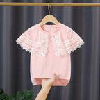 Mädchen T-Shirt mit Spitzenärmeln R&B