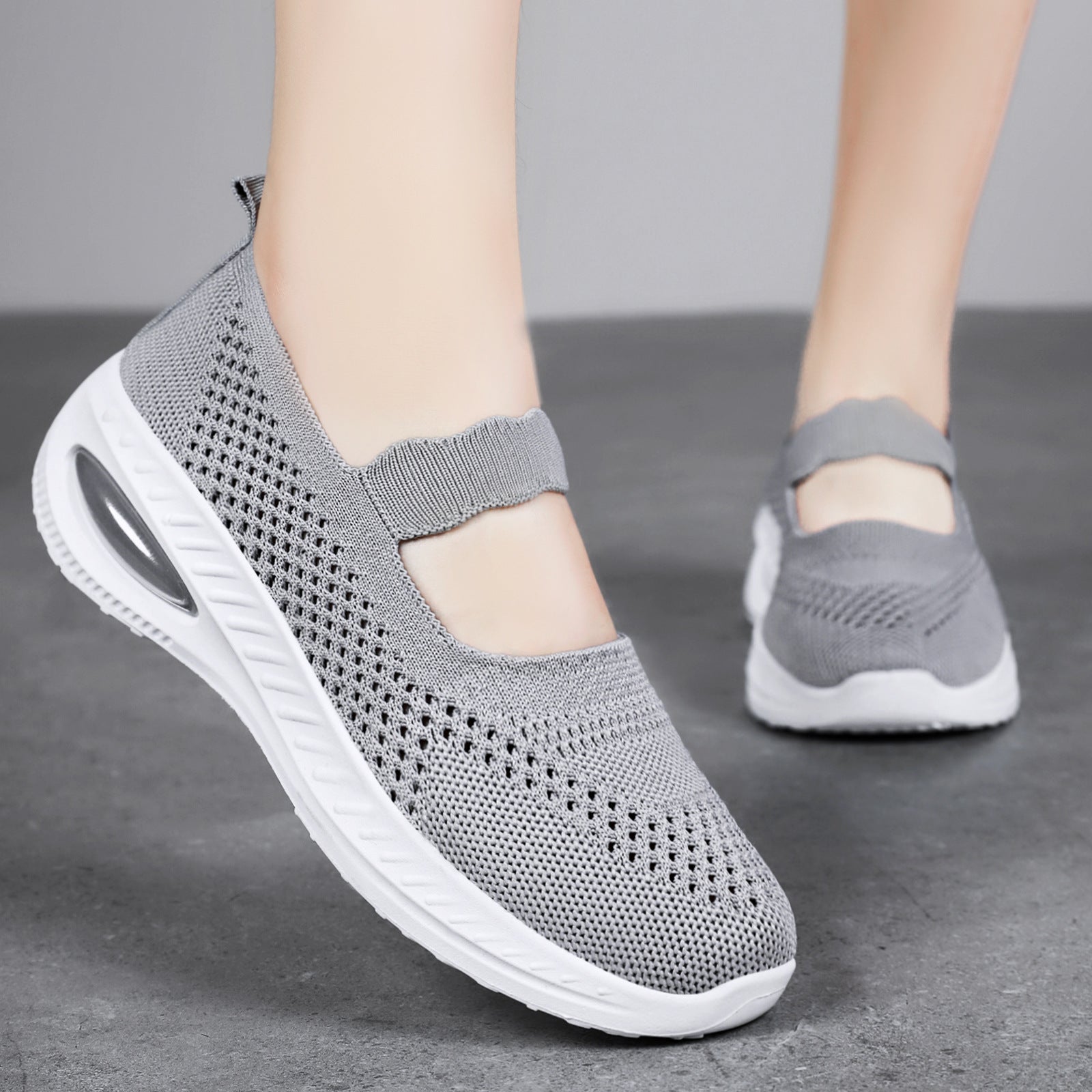 Damen Slip-On Sport Sneakers mit elastischem Riemen und atmungsaktivem Obermaterial R&B
