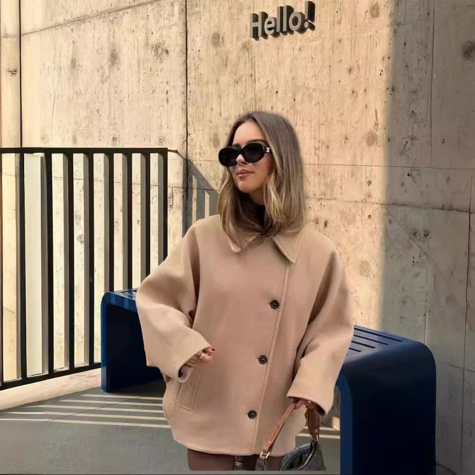 Damen Oversized Wollmantel mit modernem Schnitt und praktischen Taschen R&B
