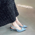 Damen Slingback Pumps aus hochwertigem Denim R&B