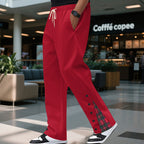Herren nan lockere Jogginghose mit Tunnelzugbund, Druckknopf-Seitenschlitzen und kariertem Innenfutter R&B