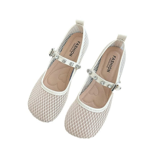 Damen Ballerinas mit dekorativem Netzdesign und funkelndem Riemen R&B