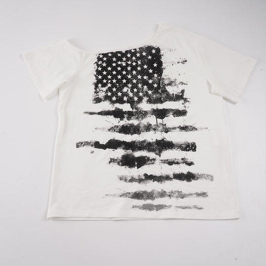 Damen lässiges T-Shirt mit kreativem Sternen-Flaggen-Design R&B