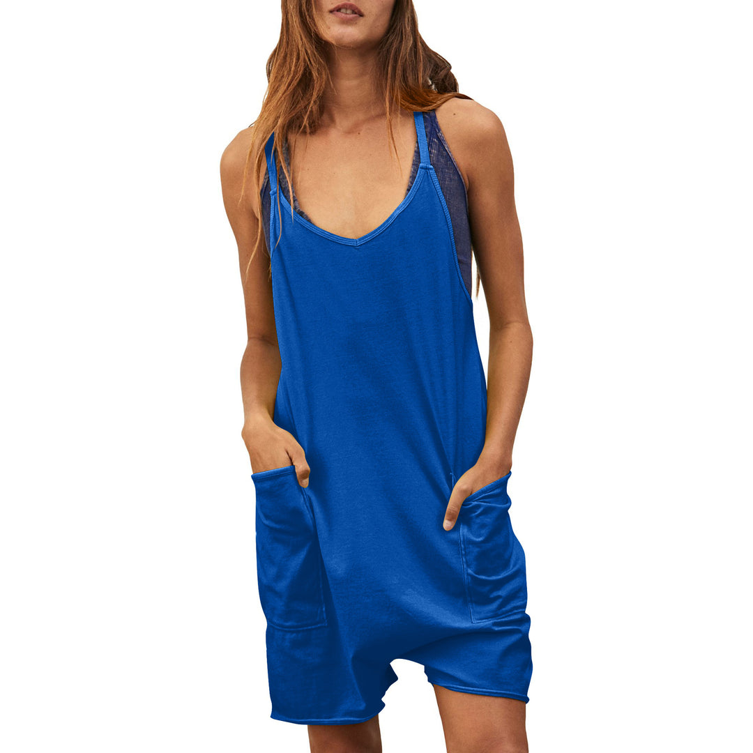 Damen komfortabler Overall mit tiefem Ausschnitt und praktischen Taschen R&B