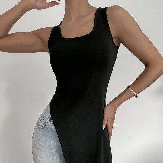 Damen Langarm-Umstands-Tunika mit asymmetrischem Schnitt und stylischen Denim-Elementen R&B