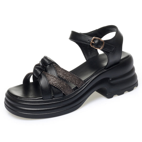 Damen Komfortable Platform-Sandalen mit elegantem Knoten-Design und verstellbarem Riemen R&B