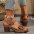Damen Plateau-Sandalen mit floralen Akzenten und rutschfester Sohle R&B
