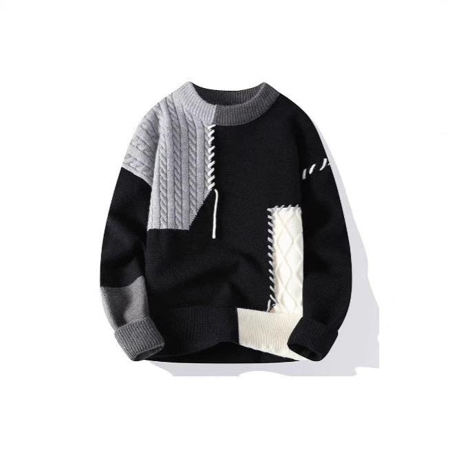 Herren Strickpullover mit kreativem Muster und strukturierten Akzenten