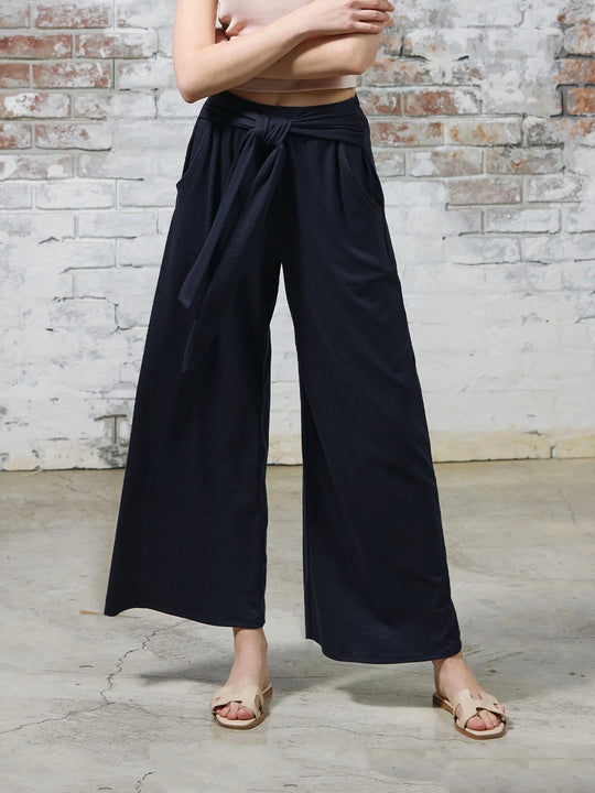 Damen weite Sommerhose mit bindendem Taillengürtel R&B