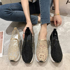 Damen Slip-On Sneakers mit eleganter Spitzenoberfläche und bequemer Dämpfung R&B