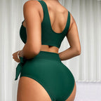 Damen Hochtaillierter Bikini mit modischem Knoten und unterstützendem Top