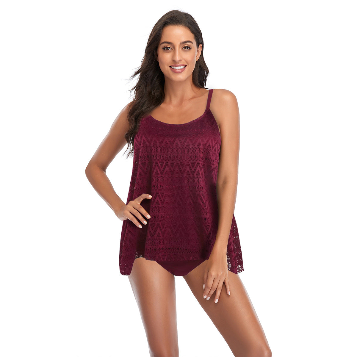 Damen elegantes Strandtop mit modischem Lochmuster R&B