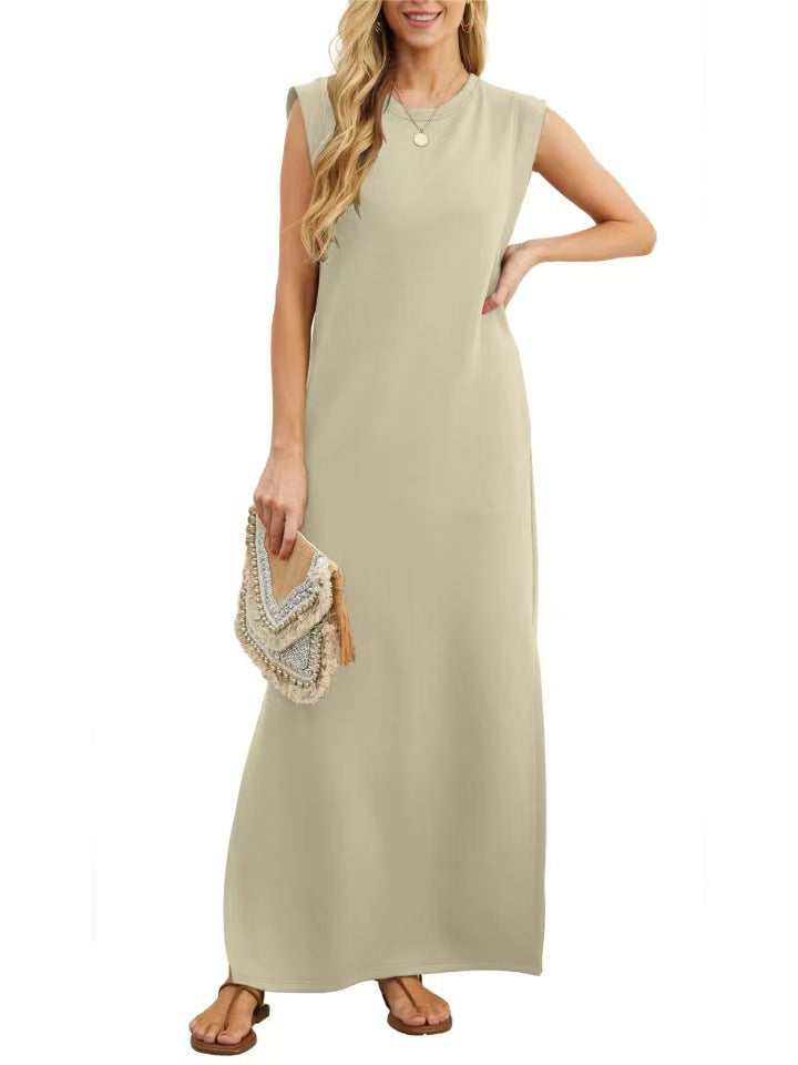Damen Maxikleid mit modernen Schulterdetails und fließendem Schnitt R&B