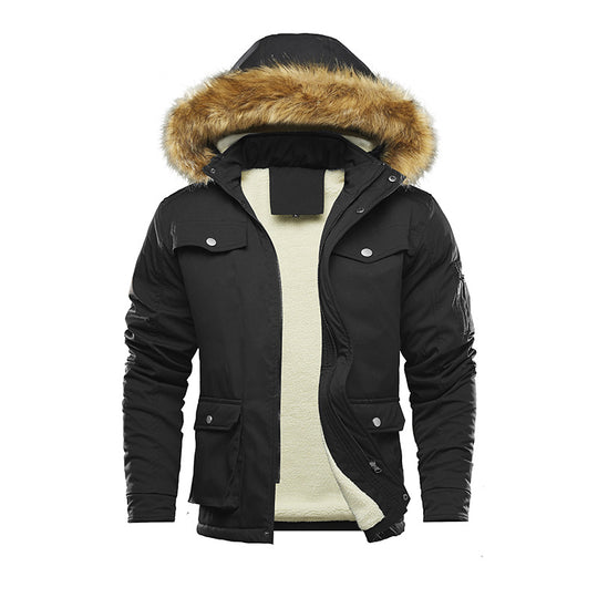 Herren isolierte Winterjacke mit abnehmbarer Kapuze und Futter R&B
