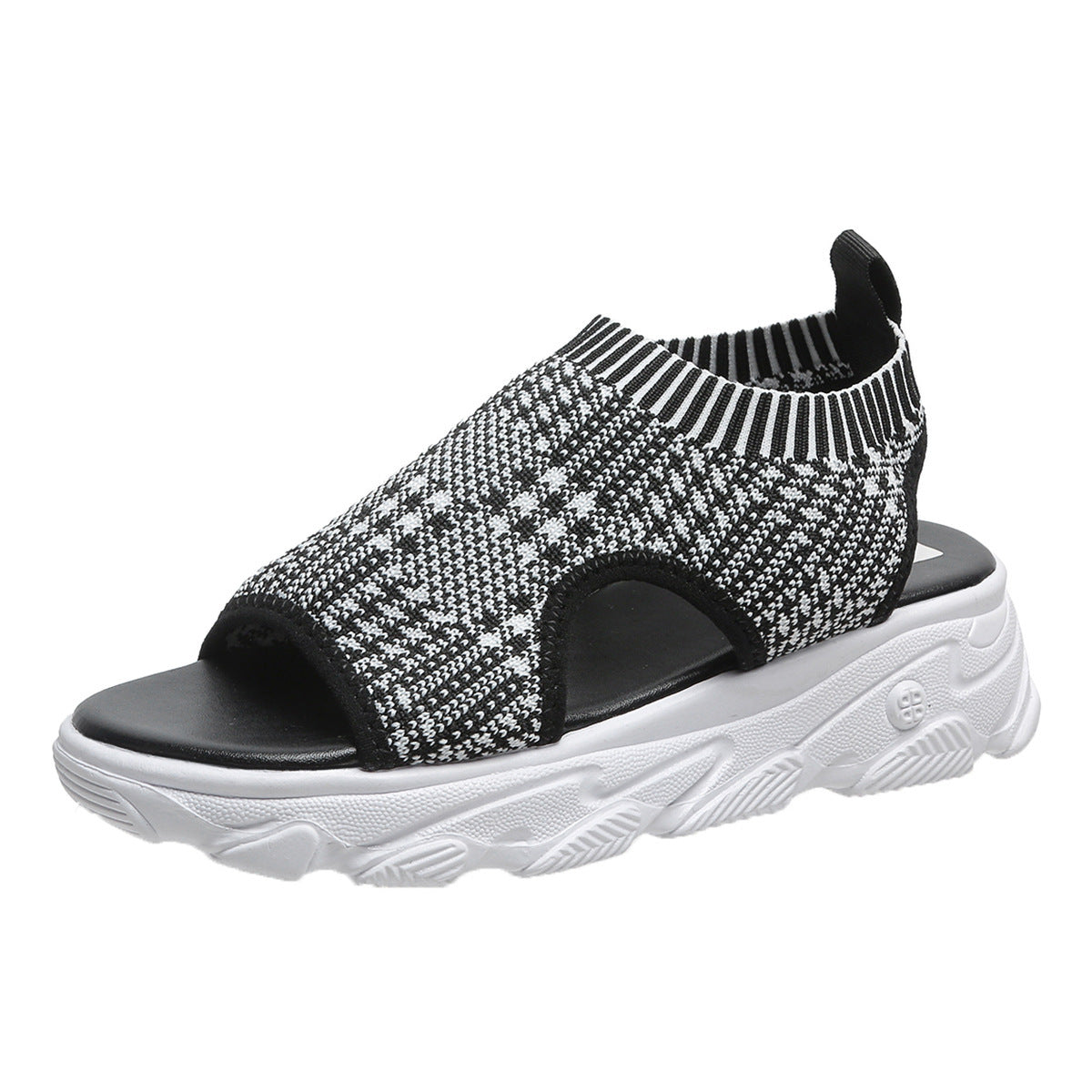 Damen Bequeme Plateau-Sandalen mit ergonomischem Riemendesign und atmungsaktiver Strickoberfläche R&B