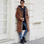Herren Eleganter Kunstfellmantel mit Leopardenmuster R&B