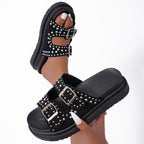 Damen Komfortable Riemensandalen mit modischem Glitzerakzenten und verstellbaren Schnallen