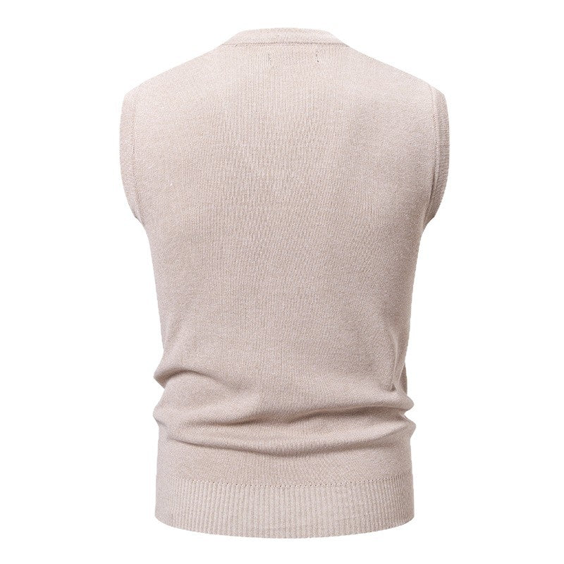 Herren ärmellose Strickweste mit klassischem Rautenmuster R&B