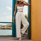 Damen Weite Hose mit elastischem Bund und seitlichen Eingrifftaschen