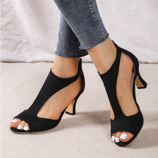 Damen Peep-Toe Sandaletten mit modischem Cut-Out Design und komfortablem Absatz R&B