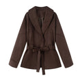 Damen elegante Wildlederjacke mit Taillengürtel R&B