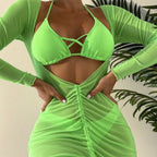 Damen Bikini mit verführerischem Cut-Out und langen Ärmeln R&B