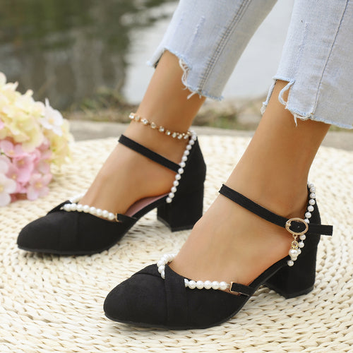 Damen elegante Slingback-Pumps mit Perl-Detail R&B