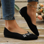 Damen elegante Ballerinas mit floralem Schmuckdetail R&B