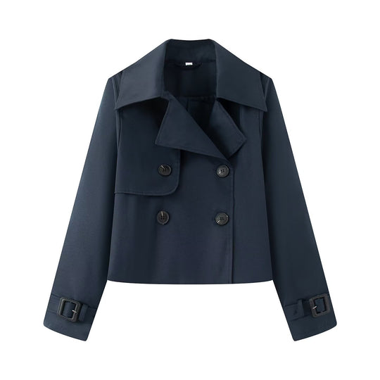 Damen elegante Trenchcoat-Jacke mit klassischen Details R&B