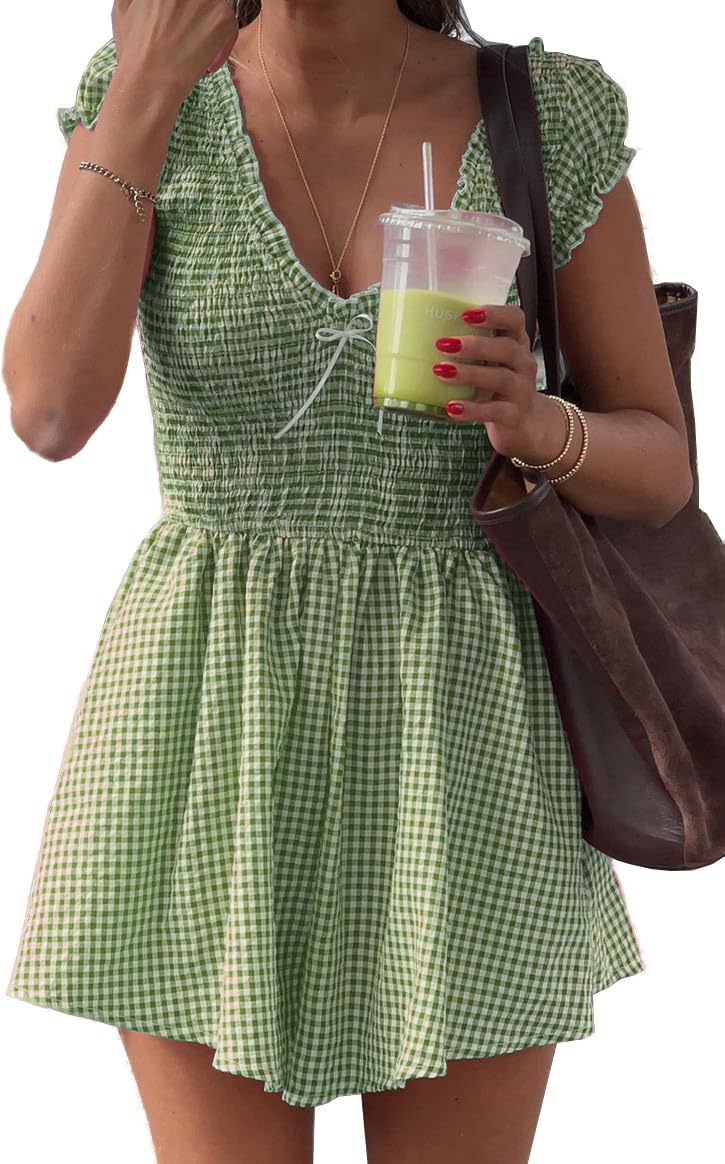 Damen Eingekräuseltes Kurzkleid mit V-Ausschnitt und Rüschendetails R&B