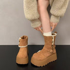 Damen Schicke modische Stiefeletten mit Plateau- und Schnallen-Detail R&B