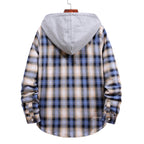 Herren Karohemdjacke mit Kapuze und großzügigen Taschen