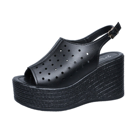 Damen Plateausandalen mit perforiertem Obermaterial und komfortablem Fußbett R&B