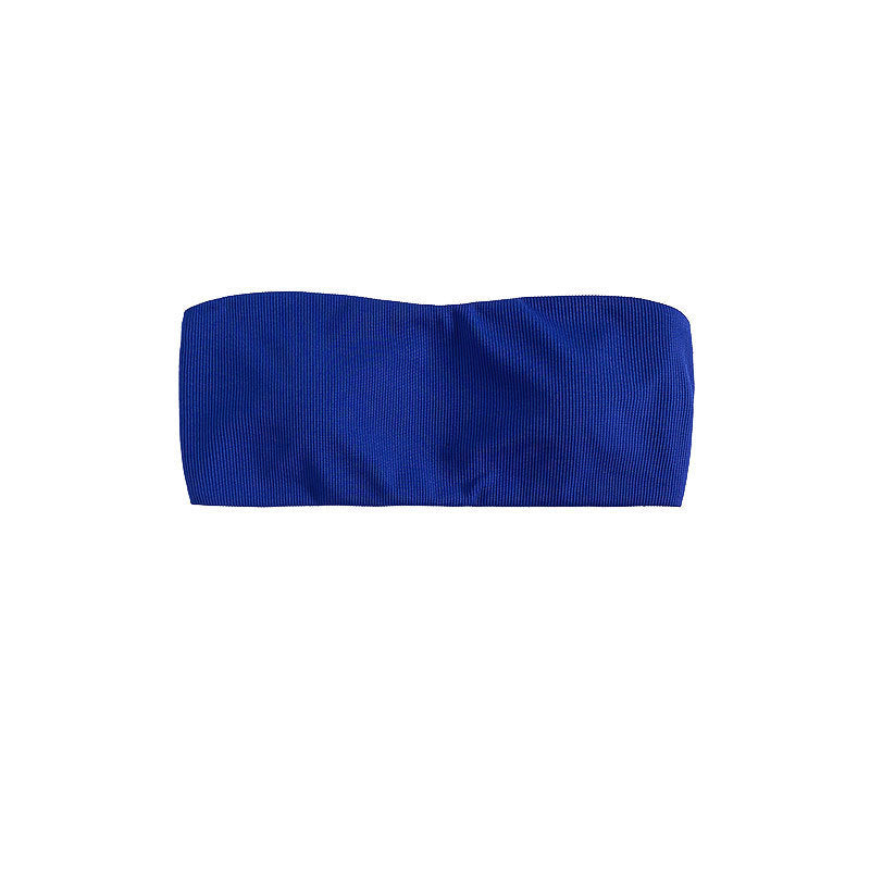 Damen Bandeau-Bikini-Oberteil mit feiner Rippstruktur