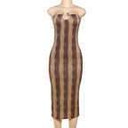 Damen Midikleid mit raffiniertem Schlangenprint und schulterfreiem Design R&B