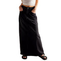 Damen Langer Denim-Rock mit hoher Taille und Taschen