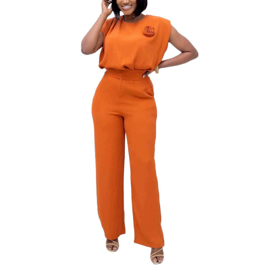 Damen eleganter All-in-One-Jumpsuit mit floralem Detail R&B