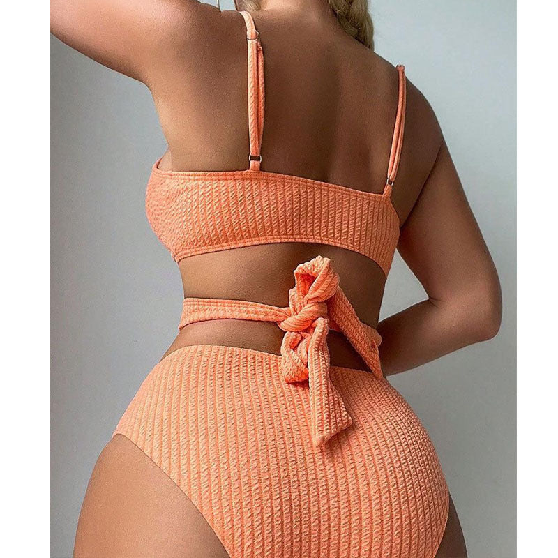 Damen Hochgeschnittener Bikini mit raffiniertem Wickeldesign R&B