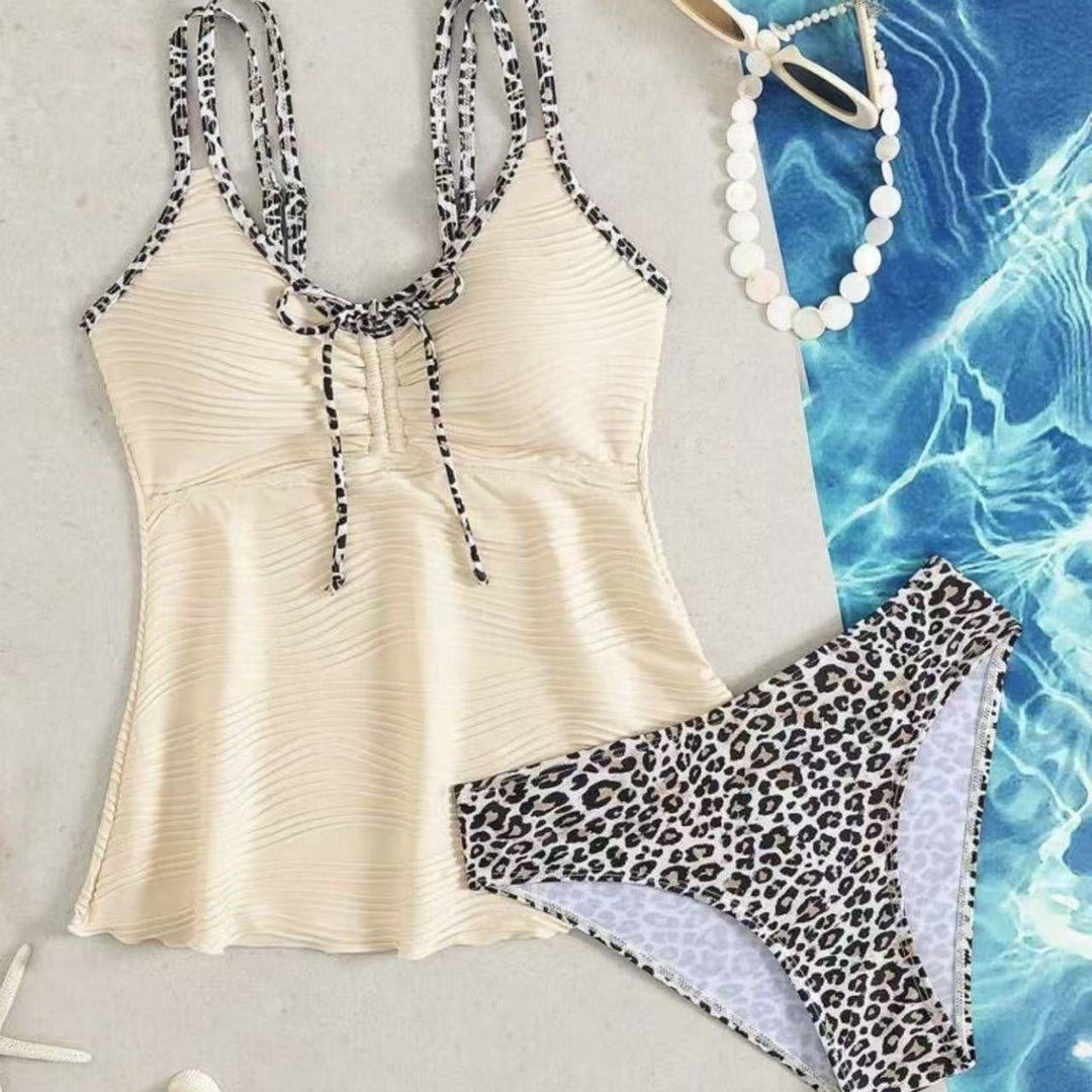 Damen Tankini mit gerafftem Oberteil und verspieltem Kordelzug R&B