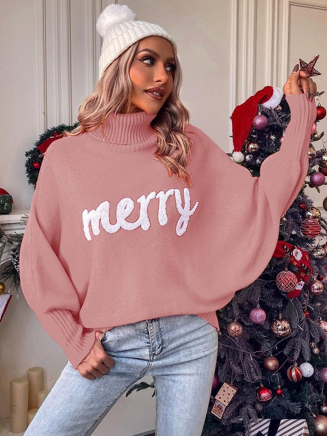 Damen Oversized Rollkragenpullover R&B