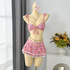 Damen Bikini-Set mit verspieltem Wickelrock und floralem Design R&B