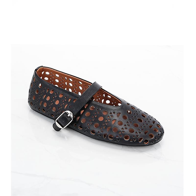 Damen Ballerinas mit perforiertem Design und verstellbarem Riemen R&B